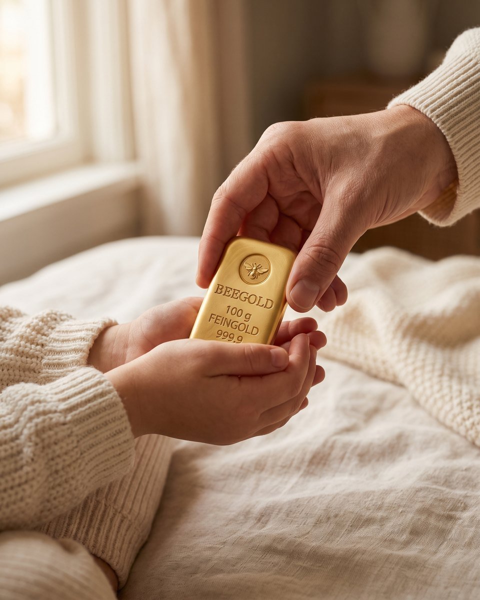 Ein Goldbarren wird von einer Generation an die nächste weitergegeben